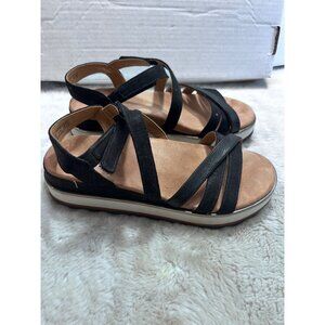 Vionic Womens Kellyn Strappy Sandals Size 8 Black Faux Leather Platform
